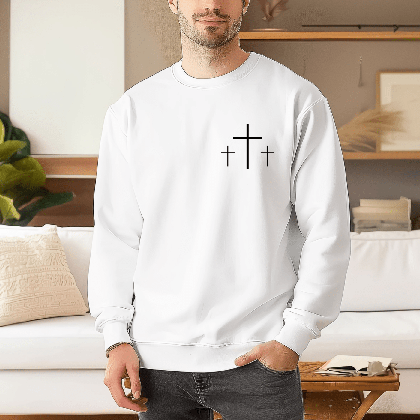 Faith Over Fear Crewneck – White ✝️🤍 - Thistleberry Brand Boutique