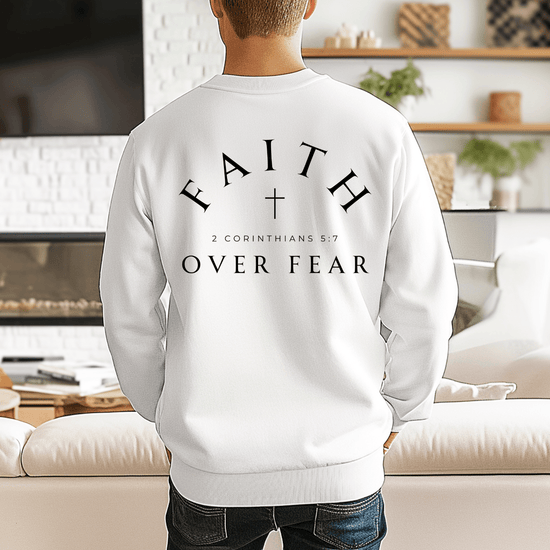 Faith Over Fear Crewneck – White ✝️🤍 - Thistleberry Brand Boutique