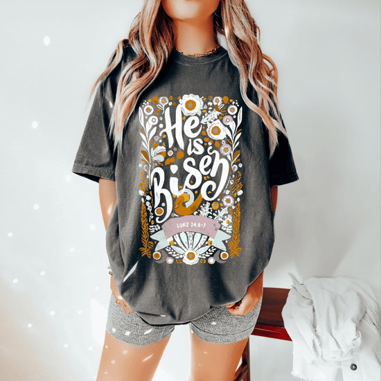 He Is Risen Tee – Vintage Floral Design ✝️🌸 - Thistleberry Brand Boutique