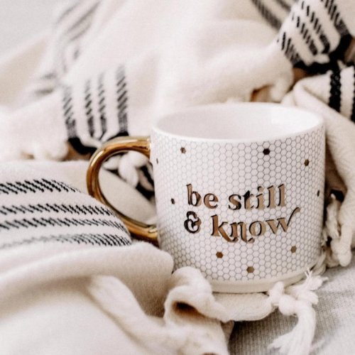 Be Still and Know Gold Tile Coffee Mug - Thistleberry Brand Boutique