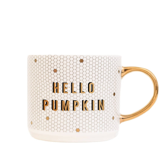 Hello Pumpkin Gold Tile Coffee Mug - Thistleberry Brand Boutique